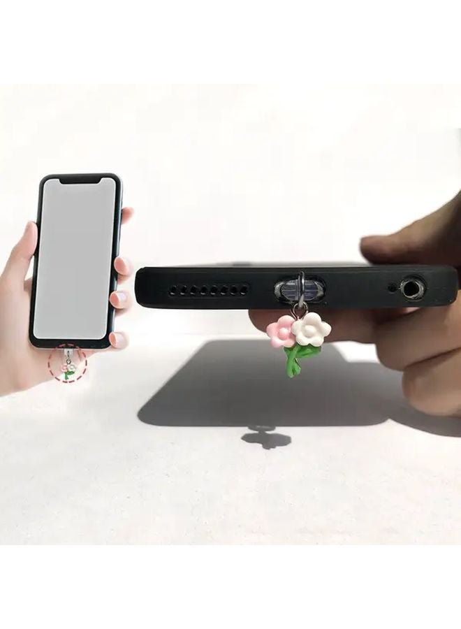 Mini Cute Flower Phone Dust Plug For Iphone 6 To 14 Charging Port Protection Pendant Gift - Image 1