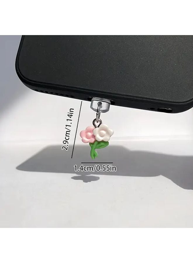 Mini Cute Flower Phone Dust Plug For Iphone 6 To 14 Charging Port Protection Pendant Gift - Image 2