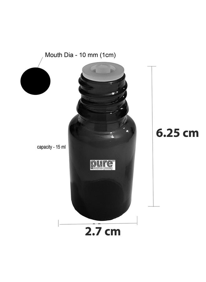 Pure Source India Empty 15 ML Amber Glass Bottle With Leak-Proof Euro Dropper And Cap With Seal,Suitable To Store Essential Oil,Medicine Etc...(Set of 6 Pcs)