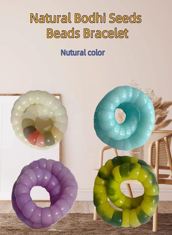 beyomanch Natural Bodhi Seeds Beads Bracelet, Zen Fidget Stretch Color Gradient Bracelet for Mind-Calming, Meditation Practice Beads Accessory for Women and Men (Blue) - Image 2