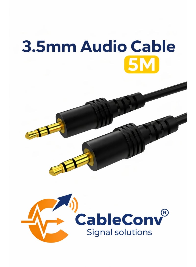 CABLE CONV 3.5mm Audio Cable 5M AUX Stereo Jack Male to Male Gold Plated High Quality Sound Cable - Image 1
