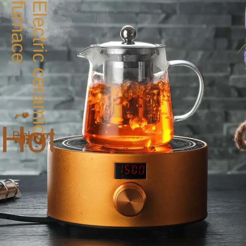 ZROY ENTERPRISE Borosilicate Glass Round Tea Pot with Heat Resistant Stainless Steel Infuser Perfect for Tea and Coffee Maker, Clear Glass Kettle (750 ML, Round Kettle) - Image 4