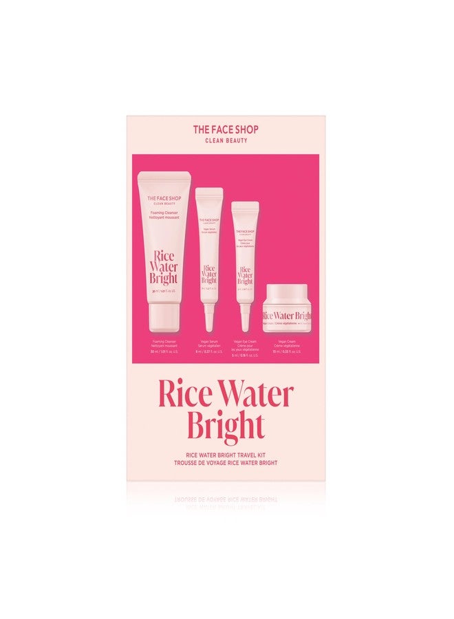 The Face Shop Rice Water Bright Travel Kit, Korean Skin Care Set with Ceramide, Gift Set - Gentle Face Wash & Vegan Skin Care (Serum, Cream, Eye Cream), Hydrating for Dry Skin, Daily Face Moisturizer - Image 1