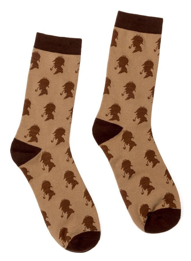 Out of Print Unisex Sherlock Holmes Socks Large Brown - Image 1
