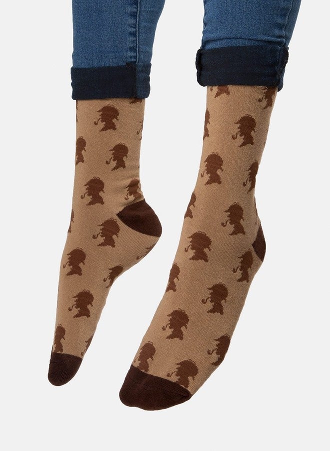 Out of Print Unisex Sherlock Holmes Socks Large Brown - Image 2