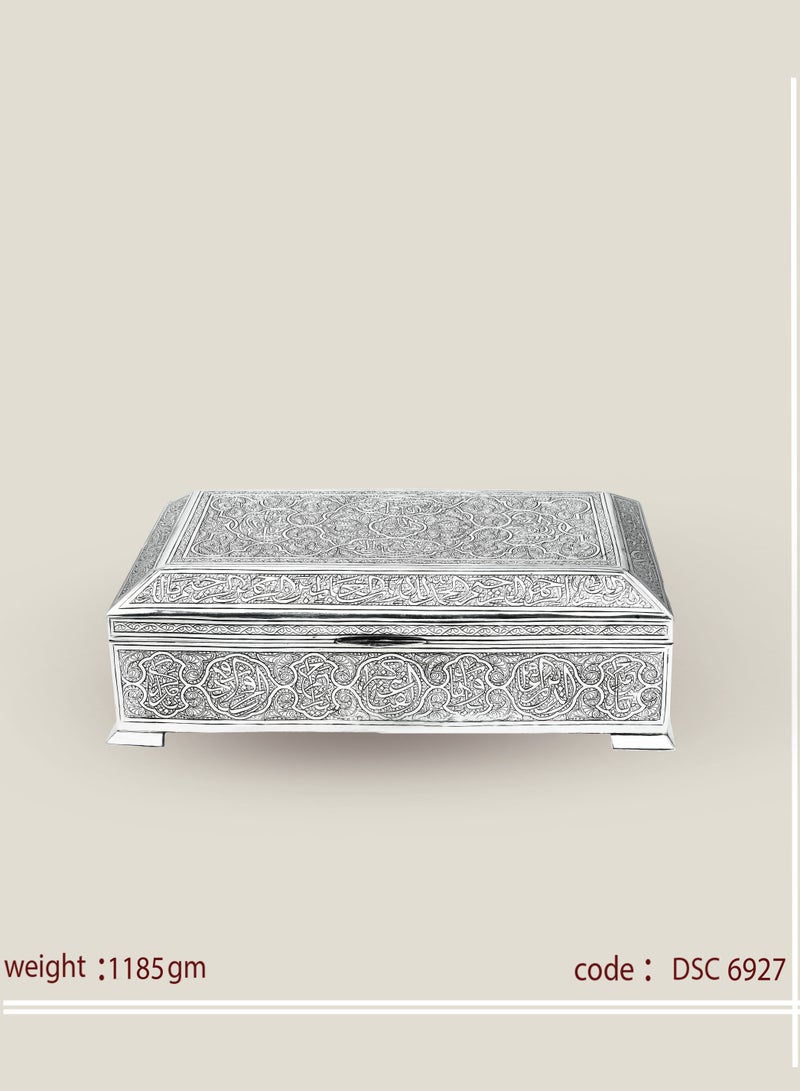 أوديسي علبة فضة مستطيلة عربية مصنوعة يدويًا (DSC6927) - Image 1