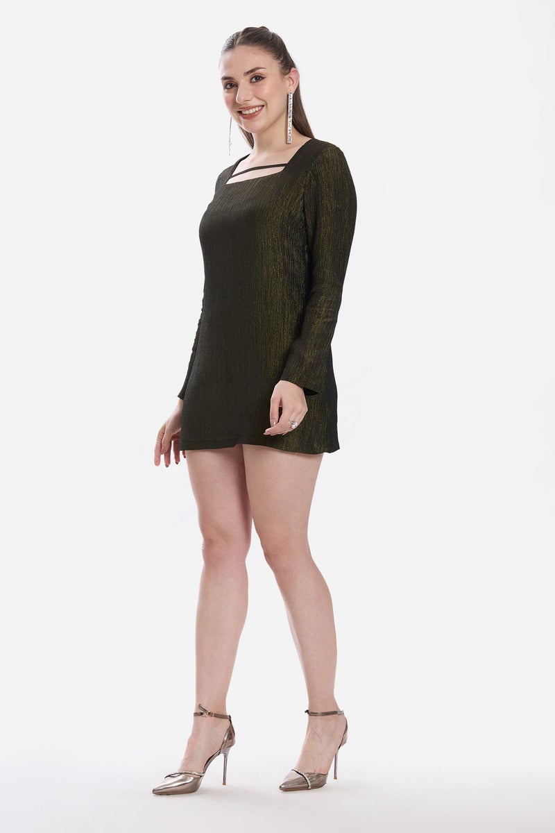 Virgio Solid Viscose A-Line Mini Dress for Women - Image 4