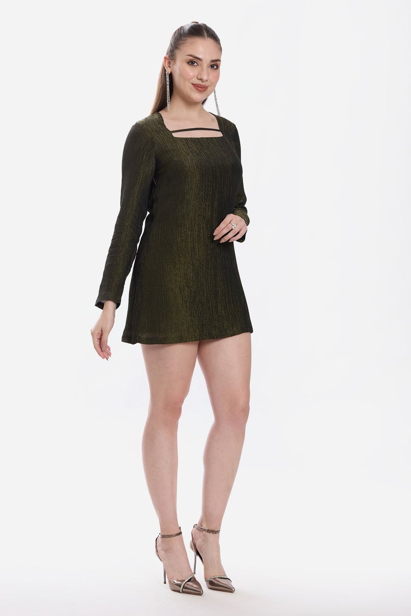 Virgio Solid Viscose A-Line Mini Dress for Women - Image 3