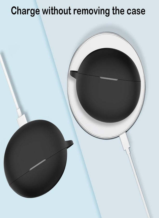 USTIYA حافظة USTIYA لسماعات Oneplus Buds Pro 3 (لا تناسب OnePlus Nord 3 Pro) غطاء حماية سماعات لاسلكية كامل الجسم من السيليكون الناعم مع سلسلة مفاتيح ملحقات سماعات الرأس فندا كارساسا (أسود) - Image 3