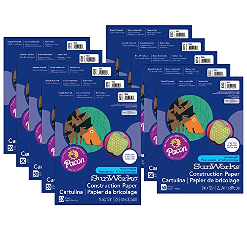Prang SunWorks Construction Paper Black 9 x 12 50 Sheets Per Pack 10 Packs - Image 1