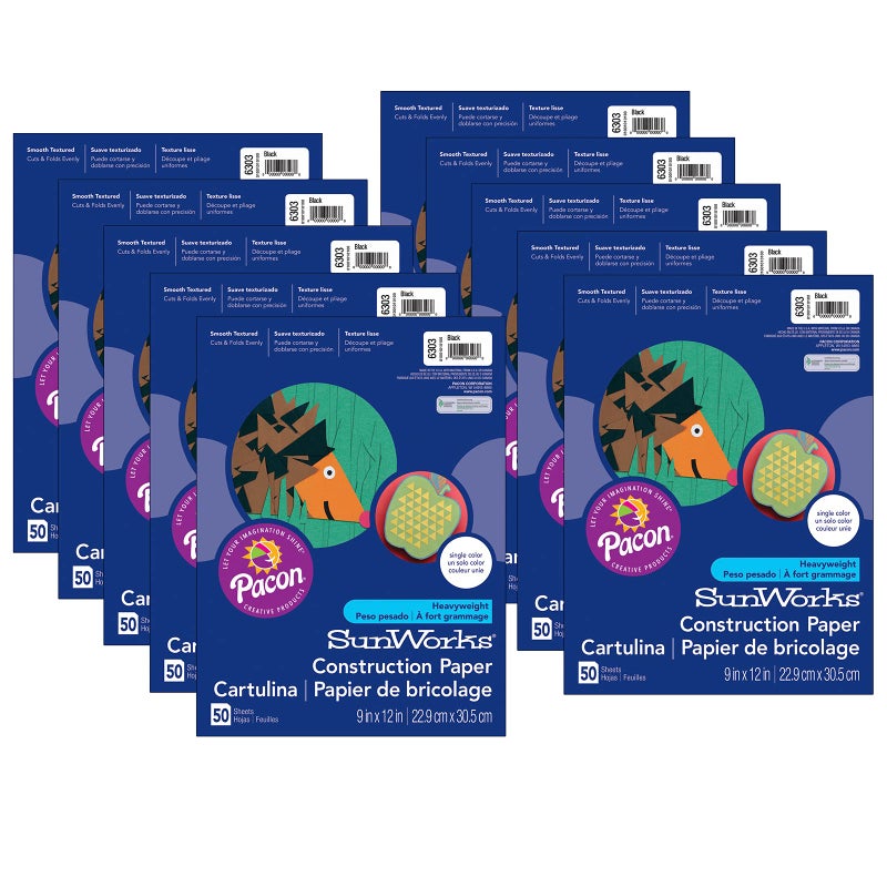 Prang SunWorks Construction Paper Black 9 x 12 50 Sheets Per Pack 10 Packs - Image 3