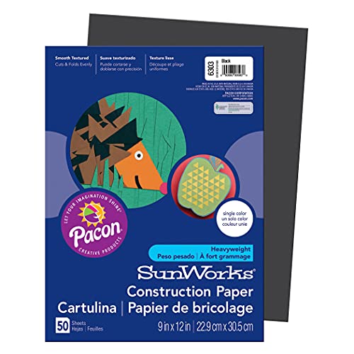 Prang SunWorks Construction Paper Black 9 x 12 50 Sheets Per Pack 10 Packs - Image 5