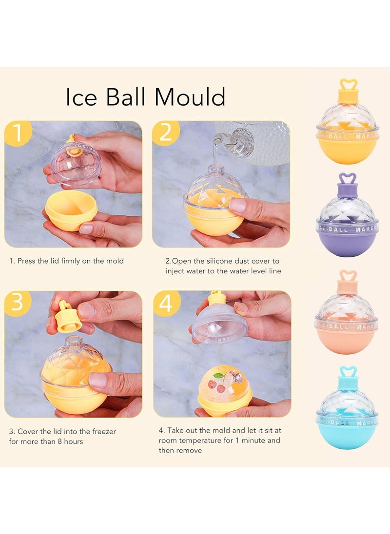 CMGTYYD - 4 Colours Ice Ball Maker, Large Silicone Round Ice Cube Moulds, Easy Release Ice Ball Tray for Juice, Coffee, Drinks and Water - Image 1