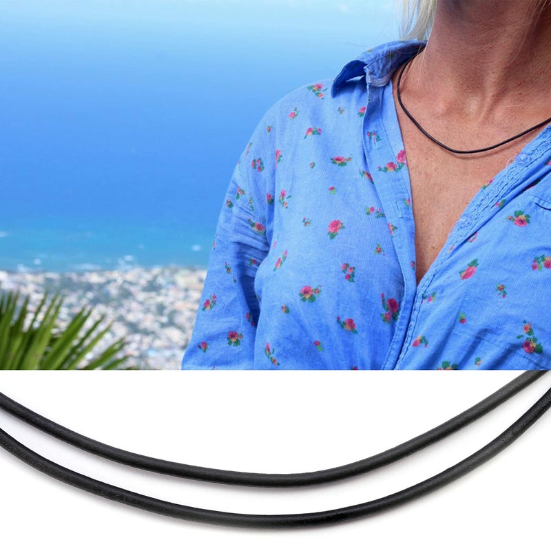 POTESSA Black Leather Cord Choker Necklace Double Knotted Adjustable Necklace Minimalist Jewelry for Women Men Unisex - Image 5