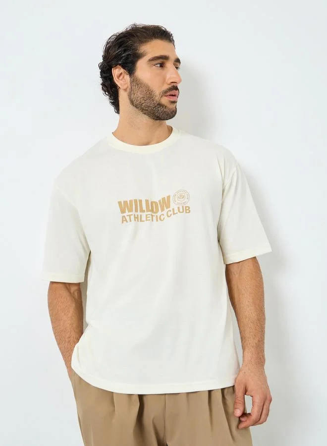 Styli Styli Men Cream Graphic Print Oversized T-Shirt
