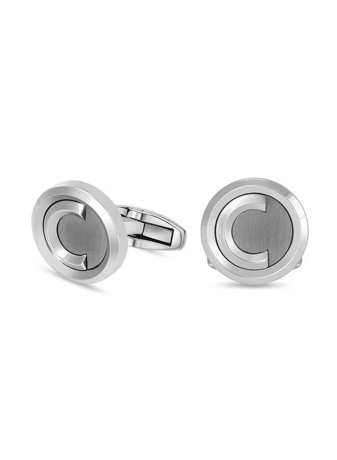 CERRUTI 1881 Ivo Silver Gunmetal Stainless Steel Cufflinks for Men