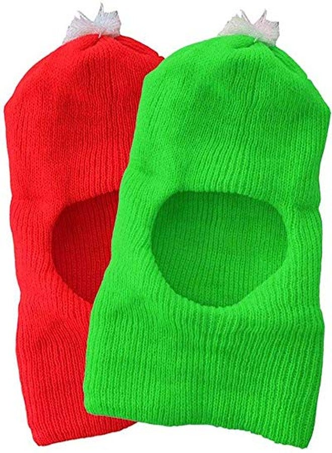Madhavi Baby Boy's & Baby Girl's Soft Woolen Monkey Cap Pack of 2 (Red & Green,3-4 Years) - Image 1