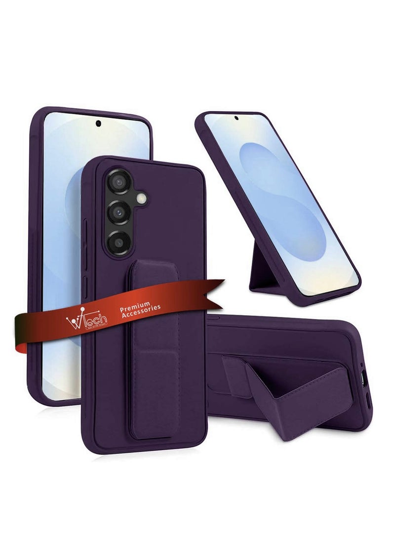 Wtech Samsung Galaxy S25 Plus / S25+ 2025 Hand Grip Foldable Magnetic Kickstand Wrist Strap Finger Grip With Built-In Iron Case Cover - Eggplant Purple - Image 1