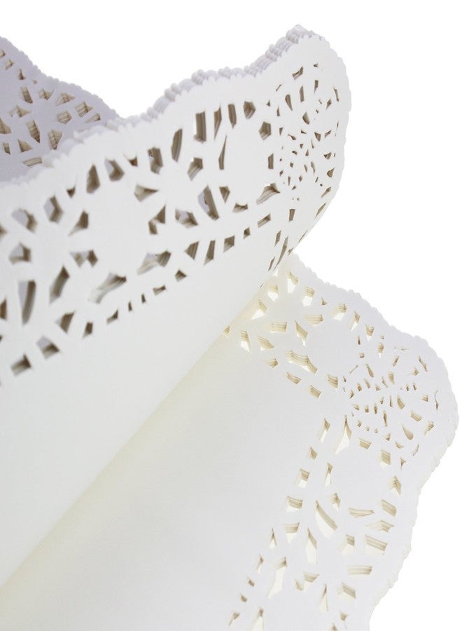 LJY 100 Pieces White Lace Rectangle Paper Doilies Cake Packaging Pads Wedding Tableware Decoration (10.5" x 14.5") - Image 3
