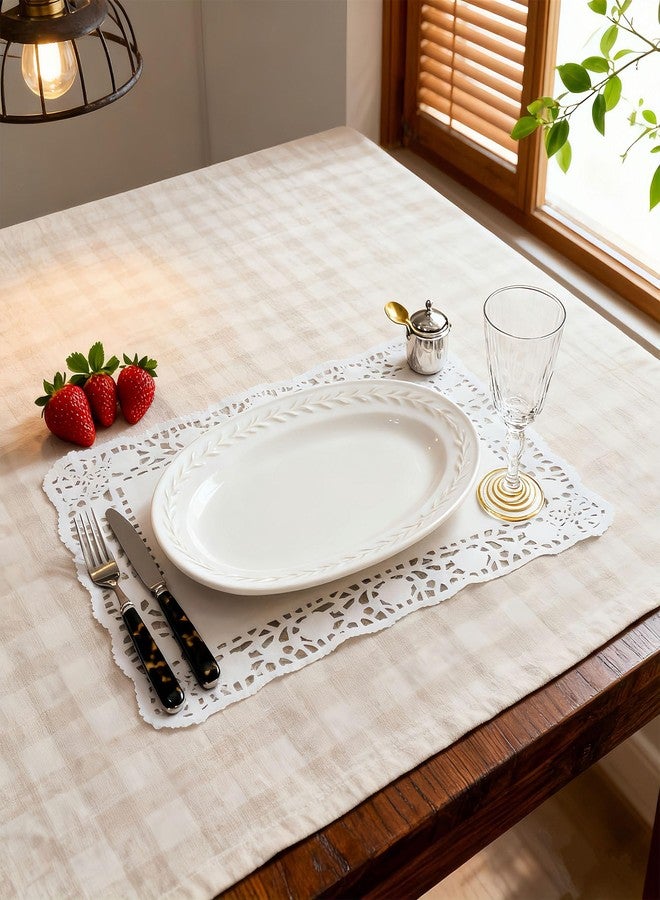 LJY 100 Pieces White Lace Rectangle Paper Doilies Cake Packaging Pads Wedding Tableware Decoration (10.5" x 14.5") - Image 4