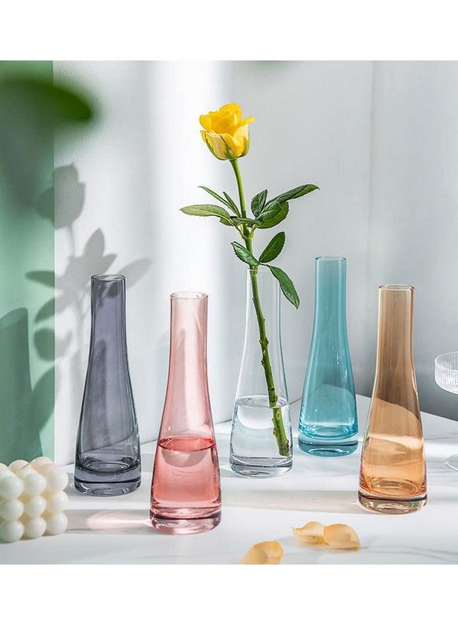 Elandy Handmade Blown Art Glass Bud Vase Small Flower Vase Vintage Wedding Table Decor Single Stem Vase Centerpieces Vases For Home Office Wedding Decor - Image 4