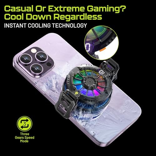 Archer Tech Lab Universal Mobile Phone Cooler for Gaming with Instant Turbo Cooling Fan, Thermal Conductive Pad, 3 Speed Gear & Display, Extra Clips, 2 Finger Sleeves, iPhone & Android (Typhon Pro) - Image 3