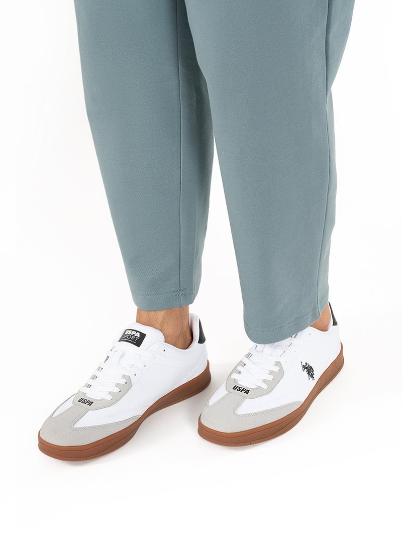 Men's White Low-Top Sneakers - Fashionable Lace-Up Style, Perfect for Everyday Casual Outfits