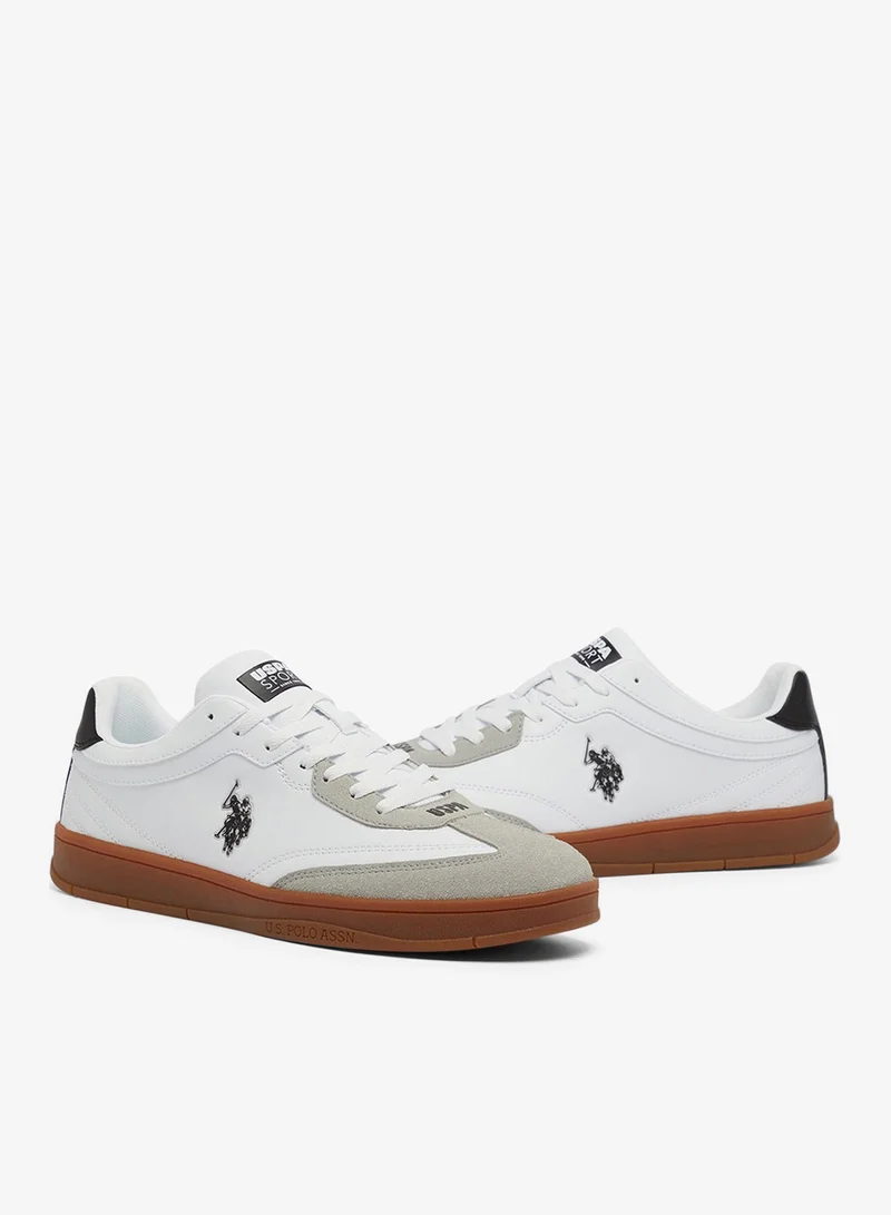U.S. Polo Assn. Men's White Low-Top Sneakers - Fashionable Lace-Up Style Shoes, Perfect for Everyday Casual Outfits