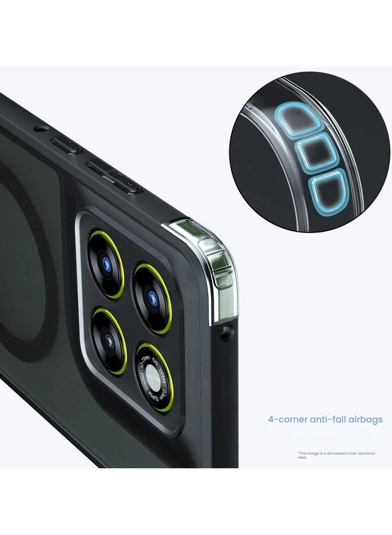 عام **غطاء Motorola moto Edge 70 / 70 Air المغناطيسي - [متوافق مع الشحن اللاسلكي] حافظة سوداء شبه شفافة عاتمة، مضادة للاصفرار مع حماية إيرباج، غطاء من مزيج PC + TPU ممتص للصدمات** - Image 3