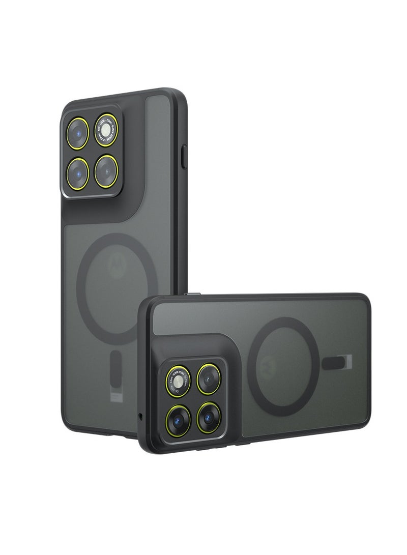 عام **غطاء Motorola moto Edge 70 / 70 Air المغناطيسي - [متوافق مع الشحن اللاسلكي] حافظة سوداء شبه شفافة عاتمة، مضادة للاصفرار مع حماية إيرباج، غطاء من مزيج PC + TPU ممتص للصدمات** - Image 1