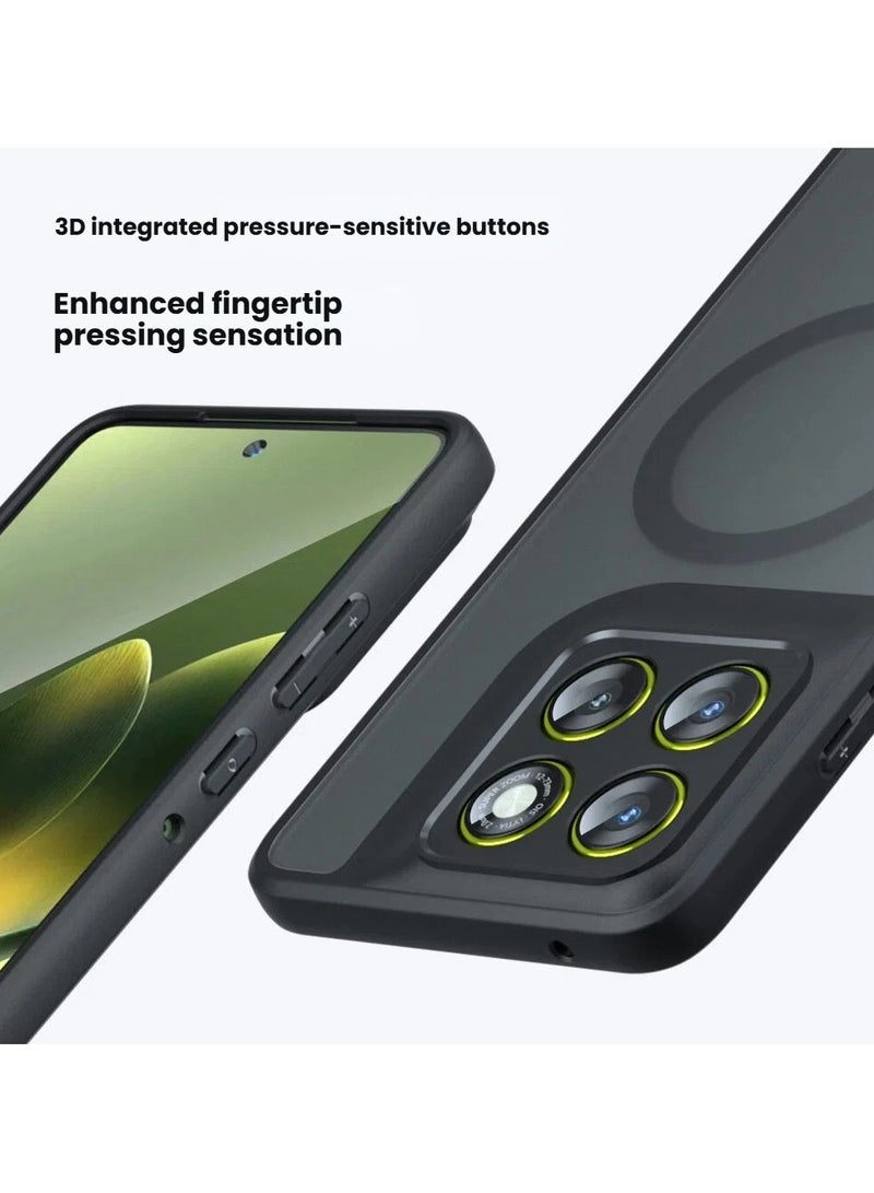 عام **غطاء Motorola moto Edge 70 / 70 Air المغناطيسي - [متوافق مع الشحن اللاسلكي] حافظة سوداء شبه شفافة عاتمة، مضادة للاصفرار مع حماية إيرباج، غطاء من مزيج PC + TPU ممتص للصدمات** - Image 2