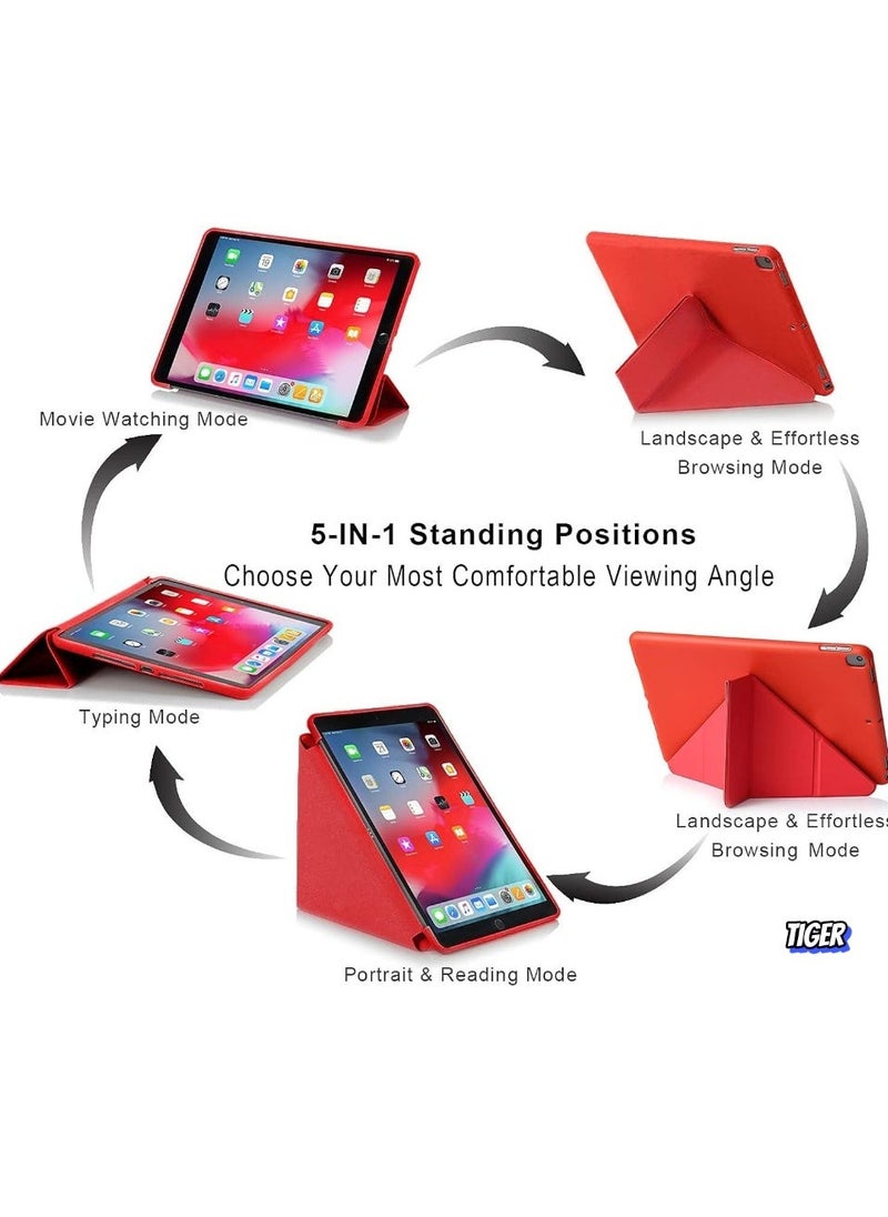 TIGER iPad 10.2 Inch Case – For iPad 9th Generation 2021, iPad 8th Generation 2020, iPad 7th Generation 2019 – 5-in-1 Viewing Angles, Auto Wake/Sleep, Soft Back Cover, Red – Lightweight, Durable, Stylish Protection - Image 2