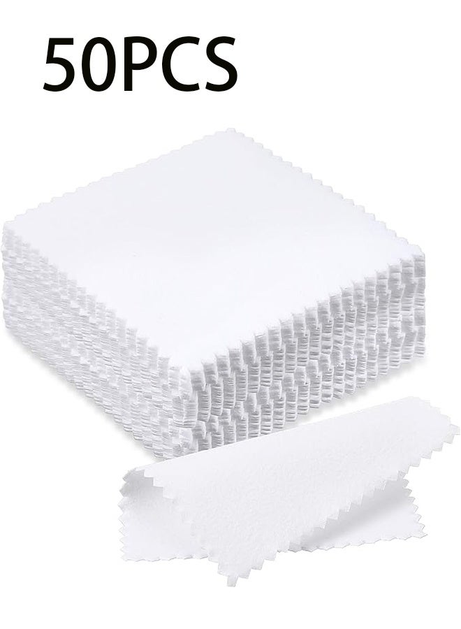 50pcs Polishing Cloth for Jewelry Care, Necklace Cleaning Cloth, Ring and Bracelet Silverware Wiping Cloth, Cleaning, Anti-Oxidation Polishing Rag - Image 1