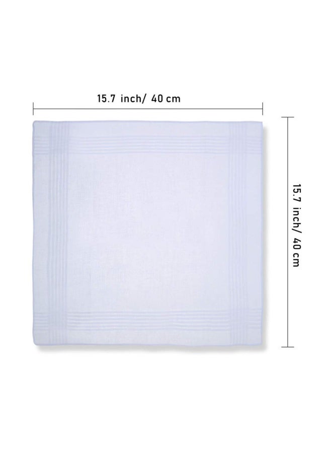 6 Pack White Cotton Handkerchiefs for Men, Soft Large Pocket Squares with Satin Border, 16 x 16 Inches  - Image 2