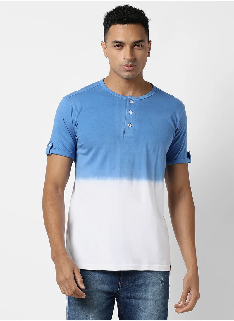 Campus Sutra Men's Multicolour Colourblocked Regular Fit Casual T-Shirt