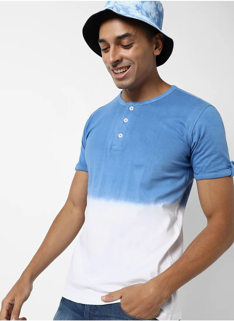 Campus Sutra Men's Multicolour Colourblocked Regular Fit Casual T-Shirt
