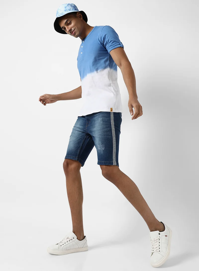 Campus Sutra Men's Multicolour Colourblocked Regular Fit Casual T-Shirt