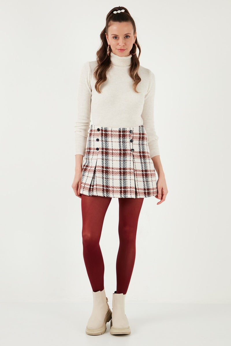 Lela Regular Fit Winter Tweed Mini Short Skirt Women's Short Skirt 611ET0020  - Image 4