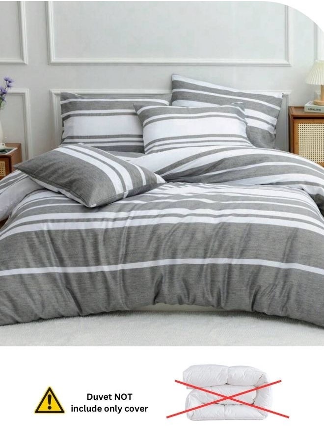 LUNA Home King Size 6 Pieces Gray Stripe Design Bedding Set  - Image 5