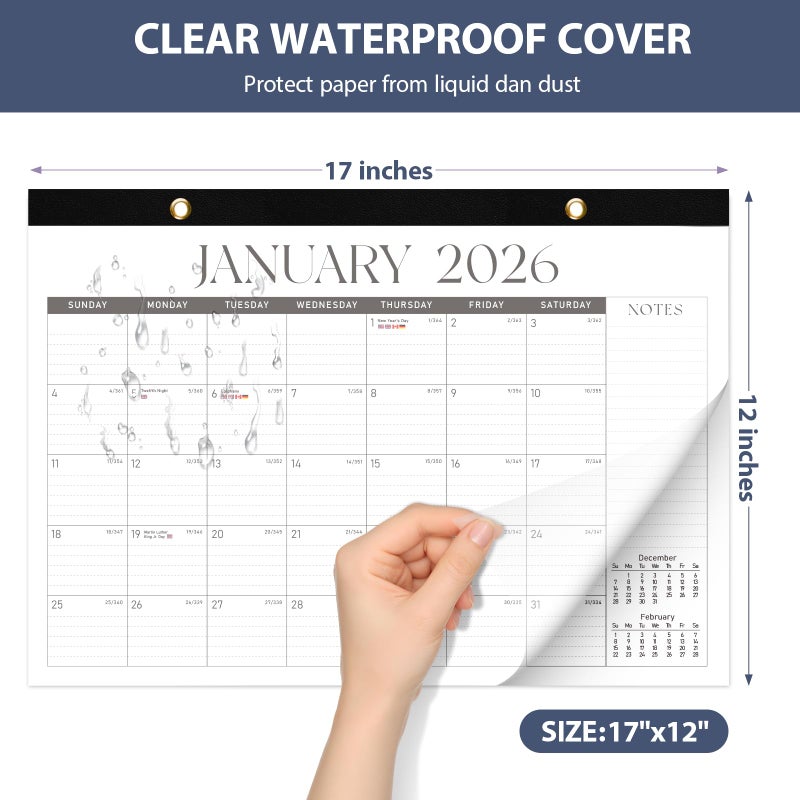 VALOME 2026 Desk Calendar, Large Desktop/Wall Monthly Calendar (Jan. 2026 - Jun. 2027) 17'' x 12'' Personal Desk Planner for Teacher Family School Office Supplies - Image 2