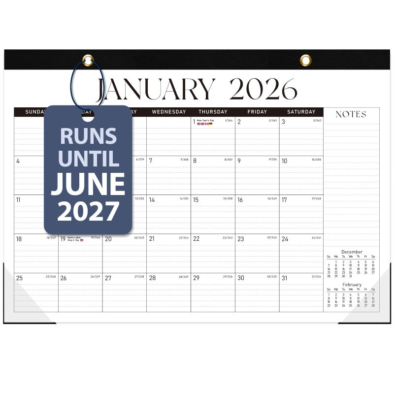 VALOME 2026 Desk Calendar, Large Desktop/Wall Monthly Calendar (Jan. 2026 - Jun. 2027) 17'' x 12'' Personal Desk Planner for Teacher Family School Office Supplies - Image 1