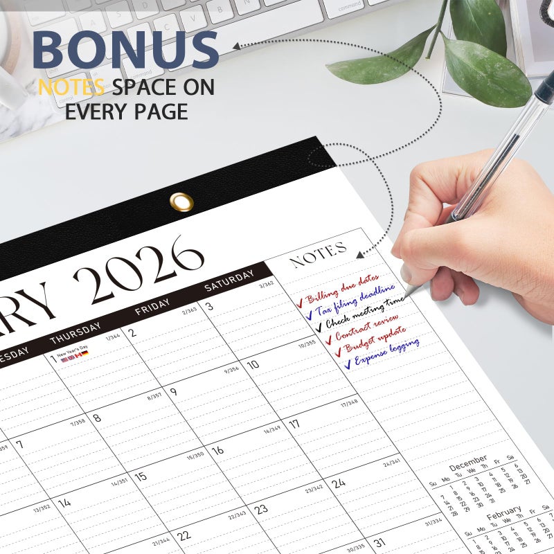 VALOME 2026 Desk Calendar, Large Desktop/Wall Monthly Calendar (Jan. 2026 - Jun. 2027) 17'' x 12'' Personal Desk Planner for Teacher Family School Office Supplies - Image 5