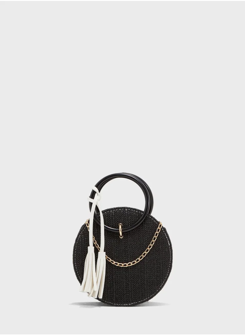 ELLA Tassel Detail Woven Satchel
