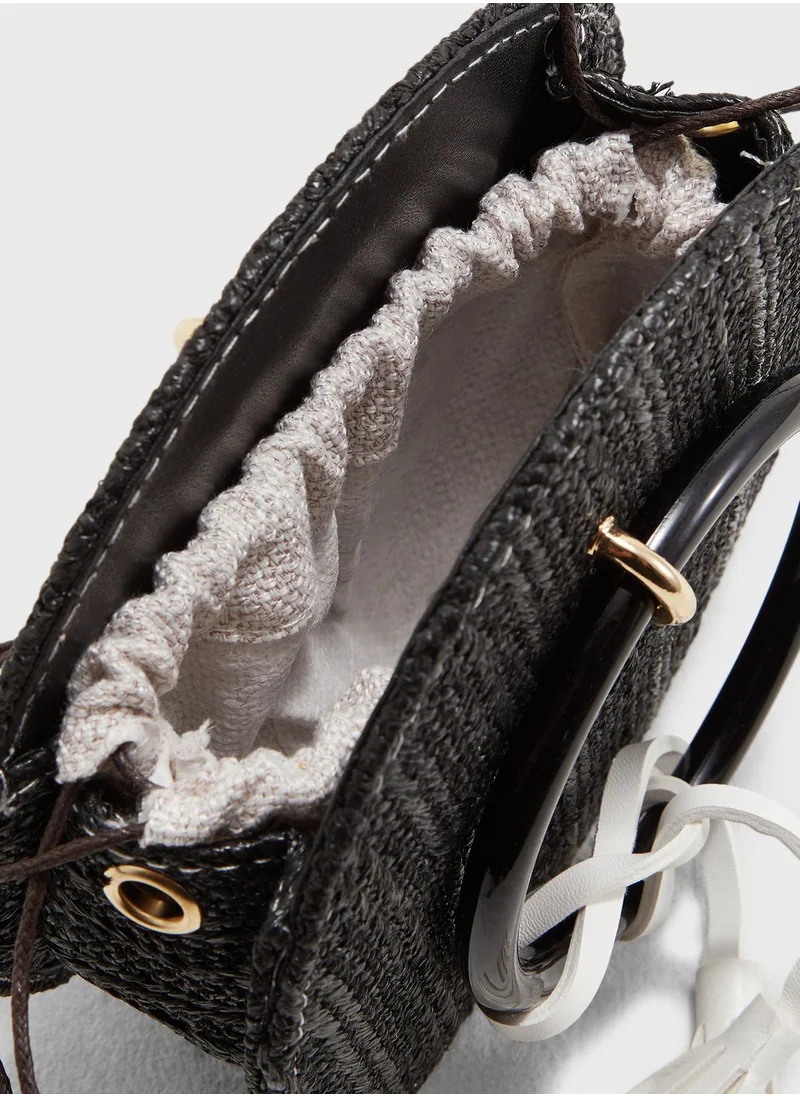 ELLA Tassel Detail Woven Satchel