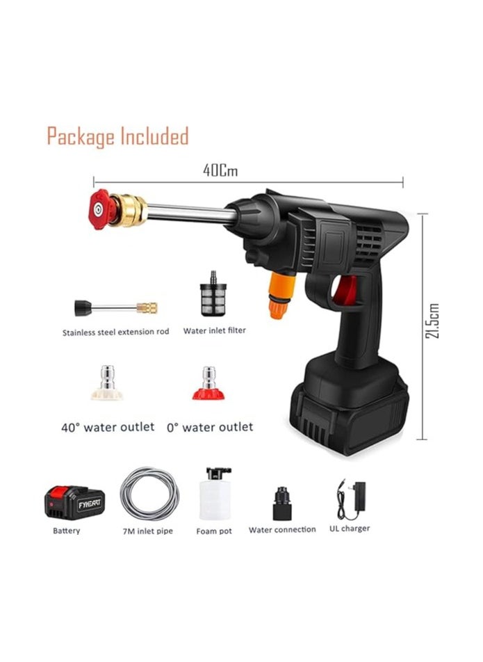 General 48V Cordless High-Pressure Rechargeable Car Washer – 40 Bar, 5m Hose, Adjustable Nozzles & Foam Attachment  - Image 3