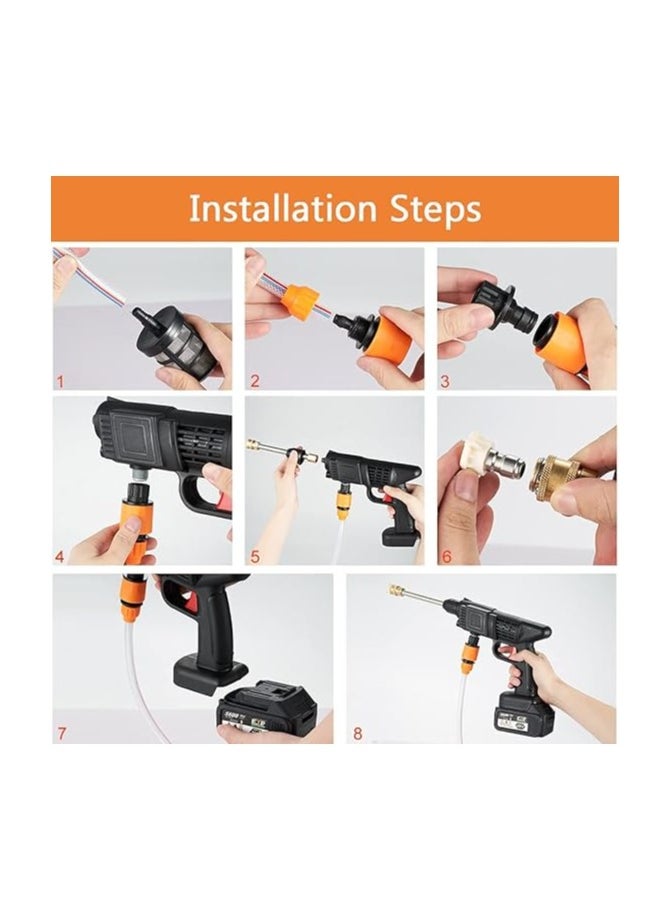 48V Cordless High-Pressure Rechargeable Car Washer – 40 Bar, 5m Hose, Adjustable Nozzles & Foam Attachment