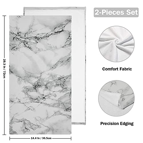 Giwawa 2pc Marble Hand Towels Absorbent Grey Granite Marbling Fingertip Towel for Bathroom Kitchen Hotel Spa Decor - Image 2