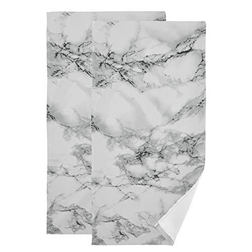 Giwawa 2pc Marble Hand Towels Absorbent Grey Granite Marbling Fingertip Towel for Bathroom Kitchen Hotel Spa Decor - Image 1