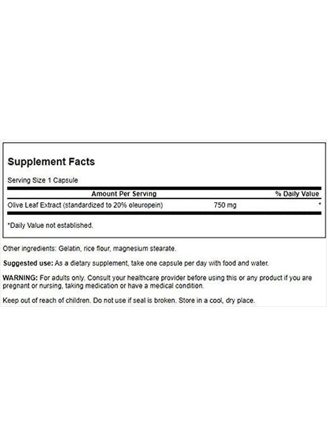 SWANSON Olive Leaf Extract Capsules with 20% Oleuropein - Provides Immune Support, Promotes Cardiovascular System Health, and Supports Healthy Blood Pressure - (60 Capsules, 750mg Each) - Image 2