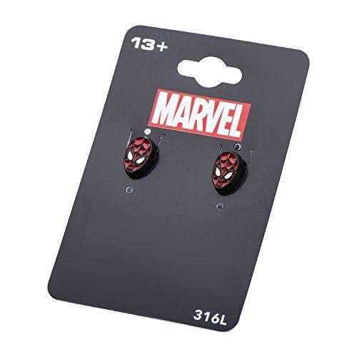 Marvel Comics Officially Licensed Hypoallergenic Marvel Comics Girls Spider Man Base Metal Face Stud Earrings, Red, One Size - Image 3